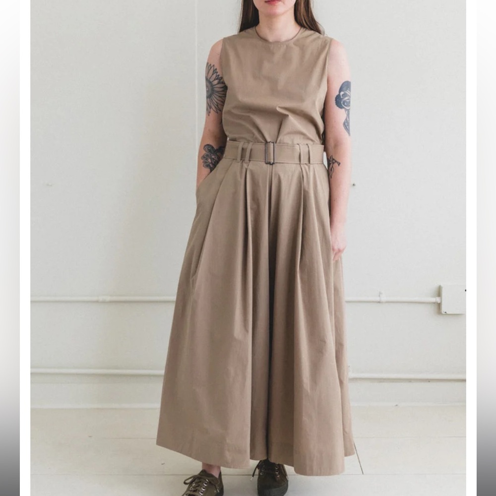 STUDIO NICHOLSON HAYDEE NUDE JUMPSUIT PANT SIZE 3 OYSTER POWDER COTTON